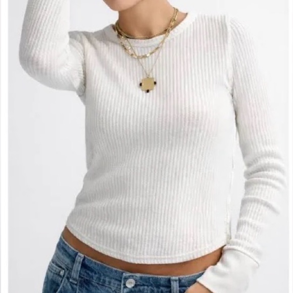 FREE PEOPLE white thermal top XS